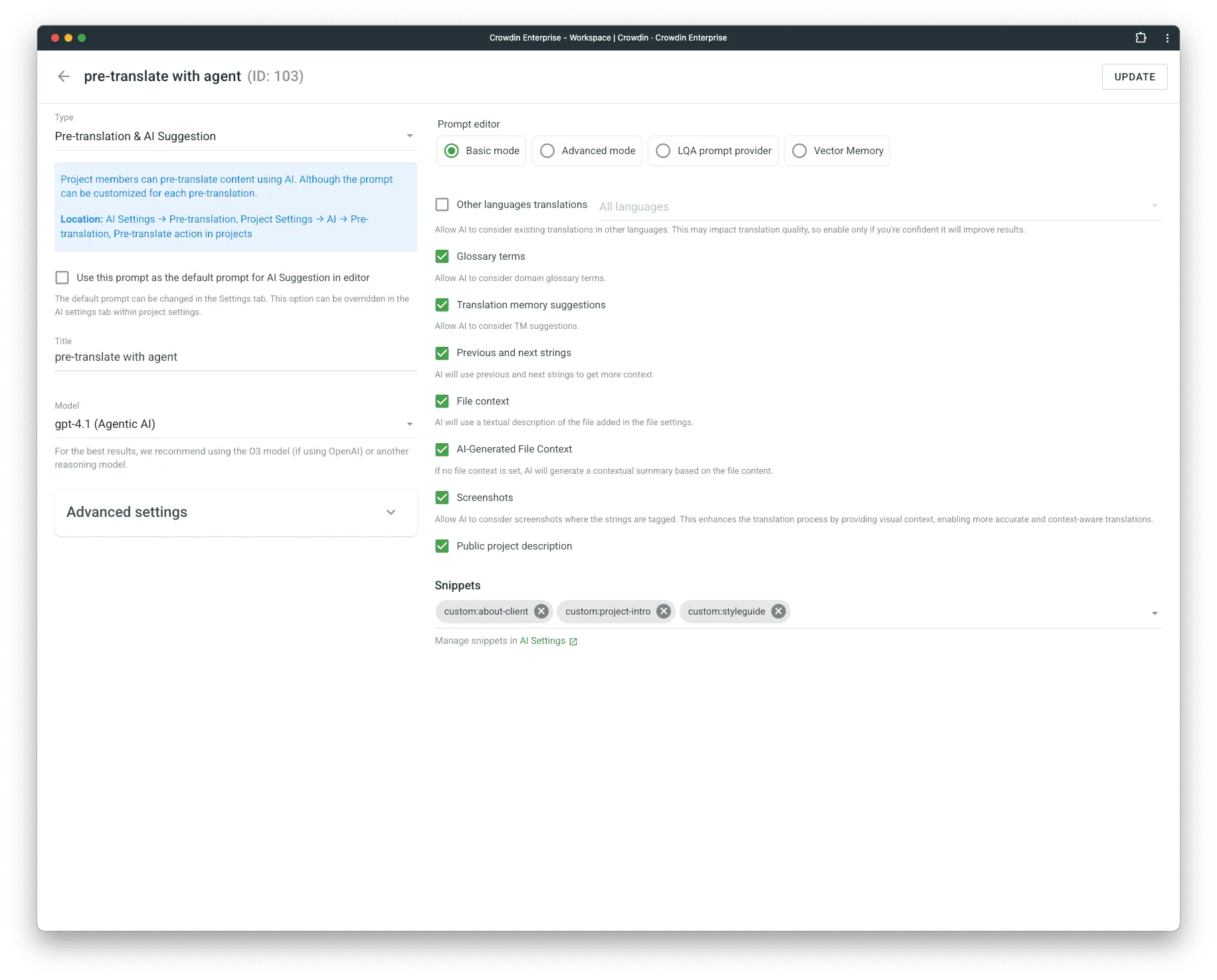 Native AI Configuration Update
